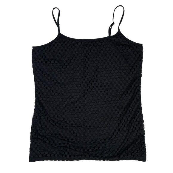 LOFT Black Camisole Top Adjustable Spaghetti Strap Textured Front Women's Size M - Picture 1 of 11